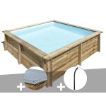 Kit piscine bois gr� city 2, 25 x 2, 25 x 0, 68 m + b�che hiver + douche