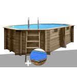 Kit piscine bois gr� grenade 4, 36 x 3, 36 x 1, 17 m + b�che � bulles