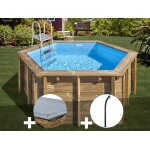 Kit piscine bois gr� lili 2 Ø 2, 80 x 1, 07 m + b�che hiver + douche