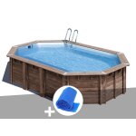 Kit piscine bois gré macadamia 6, 32 x 3, 35 x 1, 30 m + bâche à bulles Kit piscine bois gré macadamia 6, 32 x 3, 35 x 1, 30 m + bâche à bulles