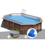 Kit piscine bois gré macadamia 6, 32 x 3, 35 x 1, 30 m + bâche hiver + bâche à bulles Kit piscine bois gré macadamia 6, 32 x 3, 35 x 1, 30 m + bâche hiver + bâche à bulles