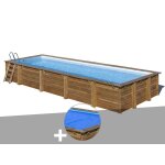 Kit piscine bois gré mint 10, 10 x 4, 18 x 1, 46 m + bâche à bulles Kit piscine bois gré mint 10, 10 x 4, 18 x 1, 46 m + bâche à bulles