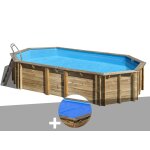 Kit piscine bois gré orange 7, 55 x 4, 56 x 1, 46 m + bâche à bulles Kit piscine bois gré orange 7, 55 x 4, 56 x 1, 46 m + bâche à bulles