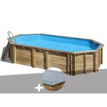 Kit piscine bois gr orange 7, 55 x 4, 56 x 1, 46 m + bche hiver