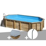 Kit piscine bois gr orange 7, 55 x 4, 56 x 1, 46 m + bche hiver + douche
