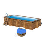 Kit piscine bois gr� papaya 5, 20 x 3, 20 x 1, 33 m + b�che � bulles
