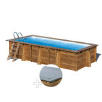 Kit piscine bois gr� papaya 5, 20 x 3, 20 x 1, 33 m + b�che hiver