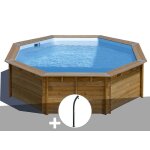 Kit piscine bois gr� violette Ø 5, 00 x 1, 27 m + douche