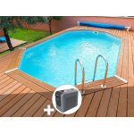 Kit piscine bois ubbink azura 4, 90 x 3, 55 x 1, 30 m - liner bleu + poolican