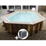 Kit piscine bois ubbink oca 5, 50 x 3, 55 x 1, 20 m - liner bleu + poolican