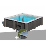Kit piscine composite gr� avant - garde carr�e 3, 15 x 3, 15 x 0, 96 m + b�che hiver