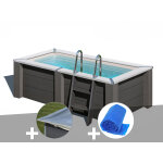 Kit piscine composite gr� avant - garde carr�e 3, 15 x 1, 75 x 0, 96 m + b�che hiver + b�che � bulles ...