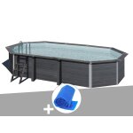 Kit piscine composite gr avant - garde ovale 6, 64 x 3, 86 x 1, 24 m + bche  bulles