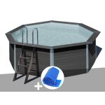 Kit piscine composite gr� avant - garde ronde 4, 10 x 1, 24 m + b�che � bulles