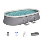 Kit piscine hors sol autoportante bestway - fast set - 488 x 305 x 107 cm - ovale - avec filtre, chelle, ...
