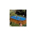 Kit piscine hors - sol mauritius acier aspect bois ovale - 730 x 375 x h132 cm
