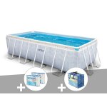 Kit piscine tubulaire intex chevron rectangulaire 4, 00 x 2, 00 x 1, 00 m + 6 cartouches de filtration ...