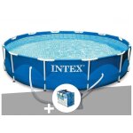 Kit piscine tubulaire intex metal frame ronde 3, 66 x 0, 76 m + b�che � bulles