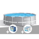 Kit piscine tubulaire intex prism frame ronde 3, 66 x 1, 22 m + b?che ? bulles + 6 cartouches de filtration ...