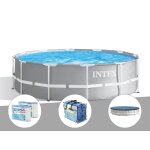 Kit piscine tubulaire intex prism frame ronde 3, 66 x 1, 22 m + b?che ? bulles + 6 cartouches de filtration ...