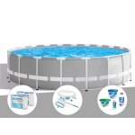 Kit piscine tubulaire intex prism frame ronde 6, 10 x 1, 32 m + 6 cartouches de filtration + kit d'entretien ...