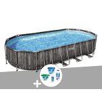 Kit piscine tubulaire ovale bestway power steel dcor bois 7, 32 x 3, 66 x 1, 22 m + kit de traitement ...