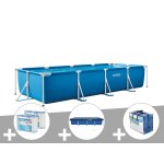 Kit piscine tubulaire rectangulaire 3, 00 x 2, 00 x 0, 75 m + bche de protection + 6 cartouches + bche ...