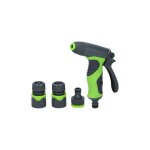 Kit pistolet d'arrosage et 3 raccords 1 / 2  8 modes de pulverisation poignee softgrip kinzo