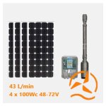 Kit solaire complet pompage 180 mtres 48 - 72 volts 400 - 500 watts avec 4 panneaux 100w