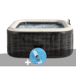 Kit spa gonflable intex purespa ardoise carr� bulles 4 places + aspirateur