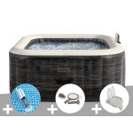 Kit spa gonflable intex purespa ardoise carr� bulles 4 places + aspirateur + kit d'entretien + porte ...