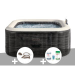 Kit spa gonflable intex purespa ardoise carr� bulles 4 places + kit d'entretien + kit de traitement brome ...