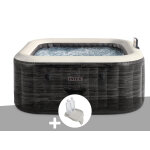 Kit spa gonflable intex purespa ardoise carr� bulles 4 places + porte - verre