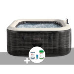 Kit spa gonflable intex purespa ardoise carr� bulles 4 places + kit de traitement brome