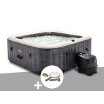 Kit spa gonflable intex purespa ardoise carr� bulles 6 places + kit d'entretien