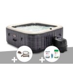 Kit spa gonflable intex purespa ardoise carr� bulles 6 places + kit d'entretien + kit de traitement brome ...