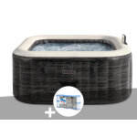 Kit spa gonflable intex purespa ardoise carr� bulles 6 places + 6 filtres