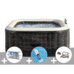 Kit spa gonflable intex purespa ardoise carr� bulles 6 places + 6 filtres + aspirateur + kit d'entretien ...