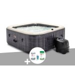 Kit spa gonflable intex purespa ardoise carr� bulles 6 places + kit traitement brome