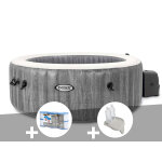 Kit spa gonflable intex purespa baltik rond bulles 4 places + 6 filtres + porte - verre