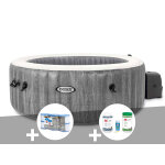 Kit spa gonflable intex purespa baltik rond bulles 4 places + 6 filtres + kit de traitement brome