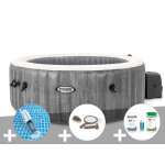 Kit spa gonflable intex purespa baltik rond bulles 4 places + aspirateur + kit d'entretien + kit de traitement ...