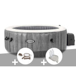 Kit spa gonflable intex purespa baltik rond bulles 4 places + kit d'entretien + porte - verre