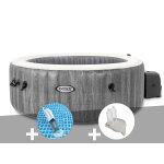 Kit spa gonflable intex purespa baltik rond bulles 6 places + aspirateur + porte - verre