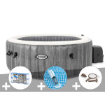 Kit spa gonflable intex purespa baltik rond bulles 6 places + 6 filtres + aspirateur + kit d'entretien ...