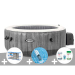 Kit spa gonflable intex purespa baltik rond bulles 6 places + 6 filtres + aspirateur + kit de traitement ...