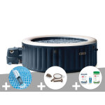 Kit spa gonflable intex purespa blue navy rond bulles 4 places + aspirateur + kit d'entretien + kit de ...