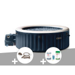 Kit spa gonflable intex purespa blue navy rond bulles 4 places + kit d'entretien + kit de traitement ...