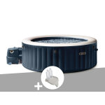Kit spa gonflable intex purespa blue navy rond bulles 4 places + porte - verre