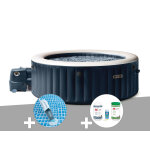 Kit spa gonflable intex purespa blue navy rond bulles 6 places + aspirateur + kit de traitement brome ...